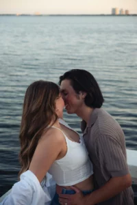 Couples having deep romance on an open sea bank